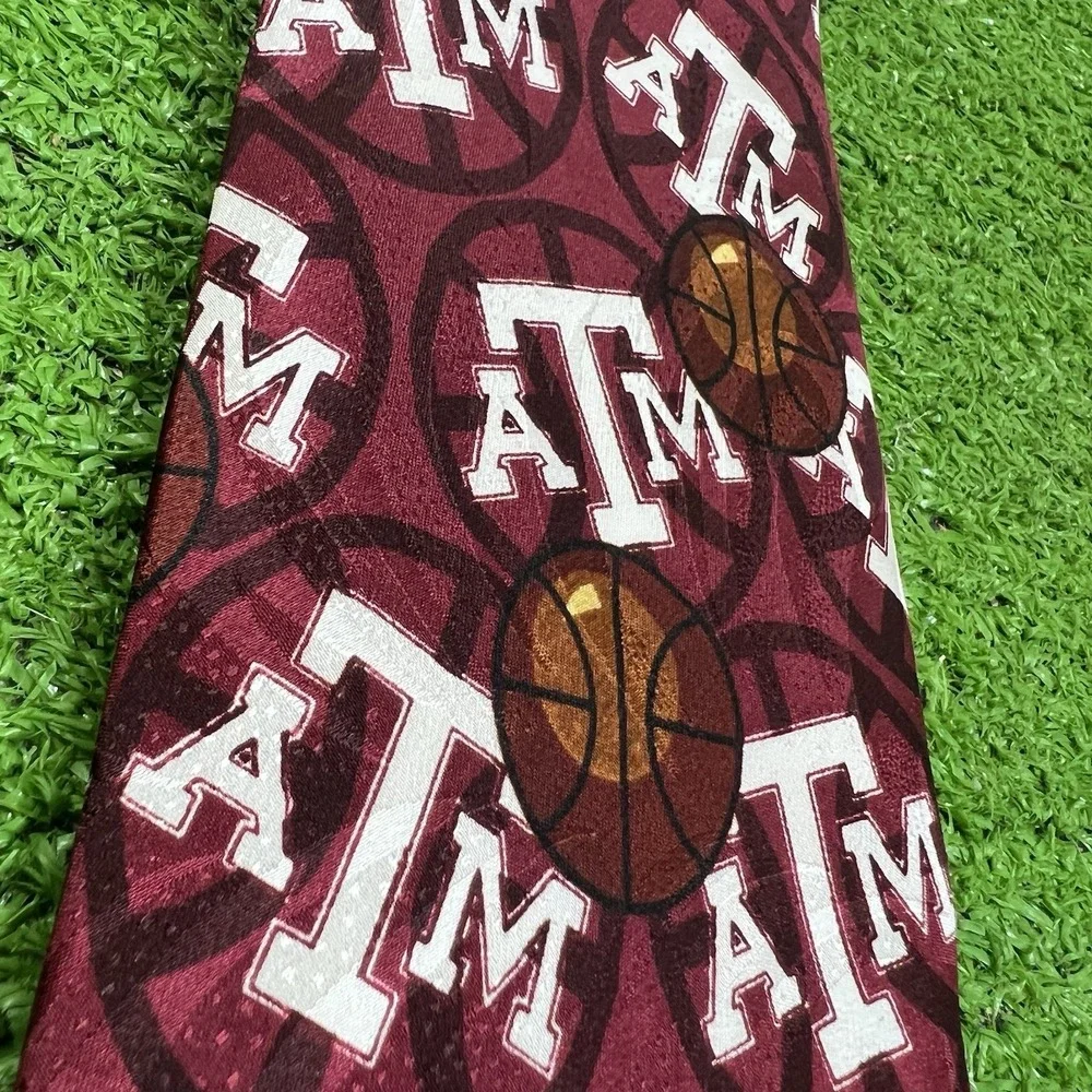 Vintage Texas A&M‎ Team Issue Tie Aggie Basketball Coach Signed Tony Barone 1995